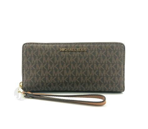 michael kors jet set continental logo large brown wallet